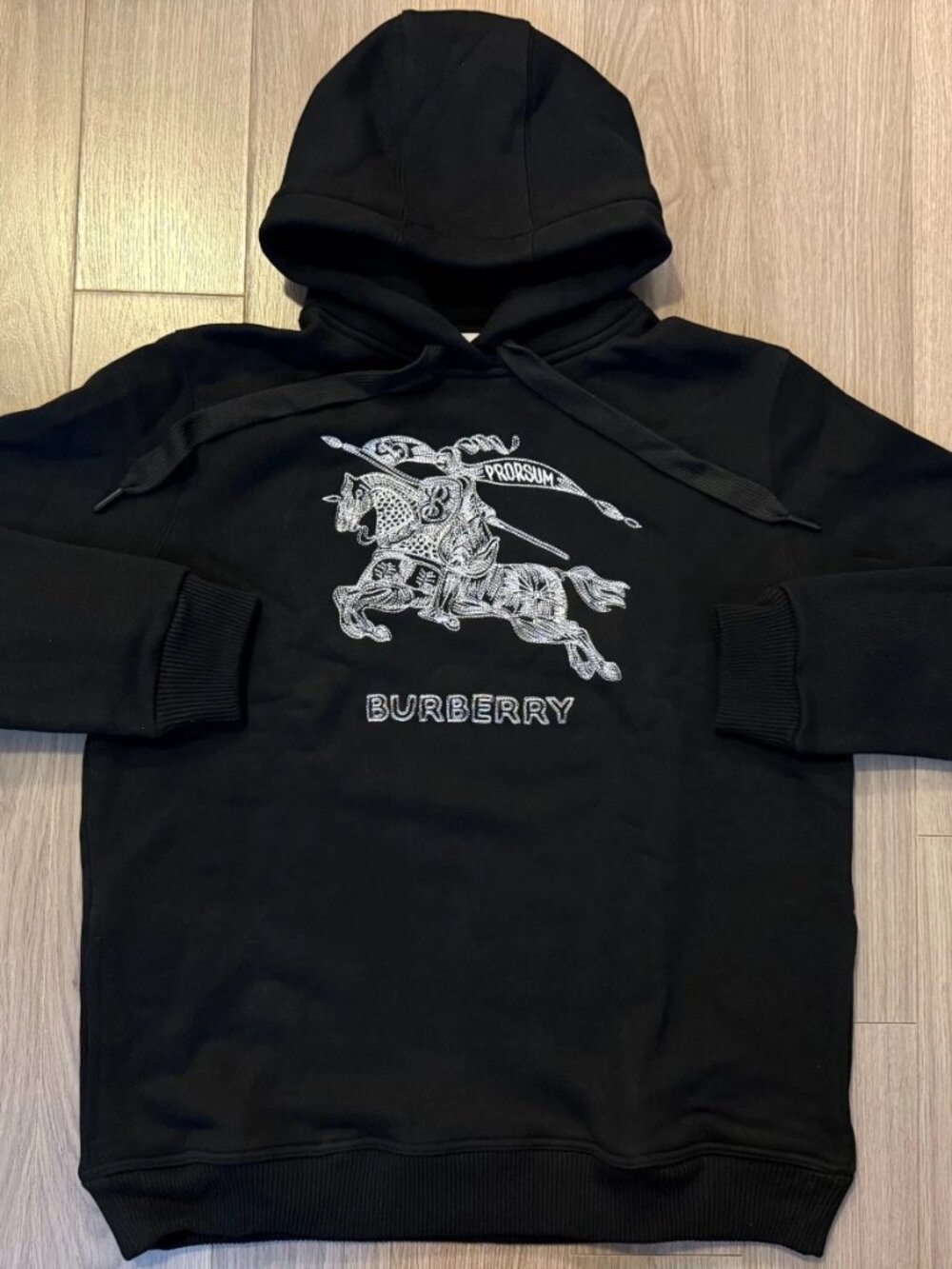 Burberry Embroidered EKD Logo Hoodie black sz XL